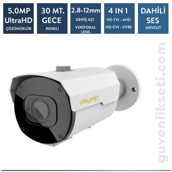 Dayzip DZ-5012A 5 MP AHD Verifokal Sesli Bullet Kamera